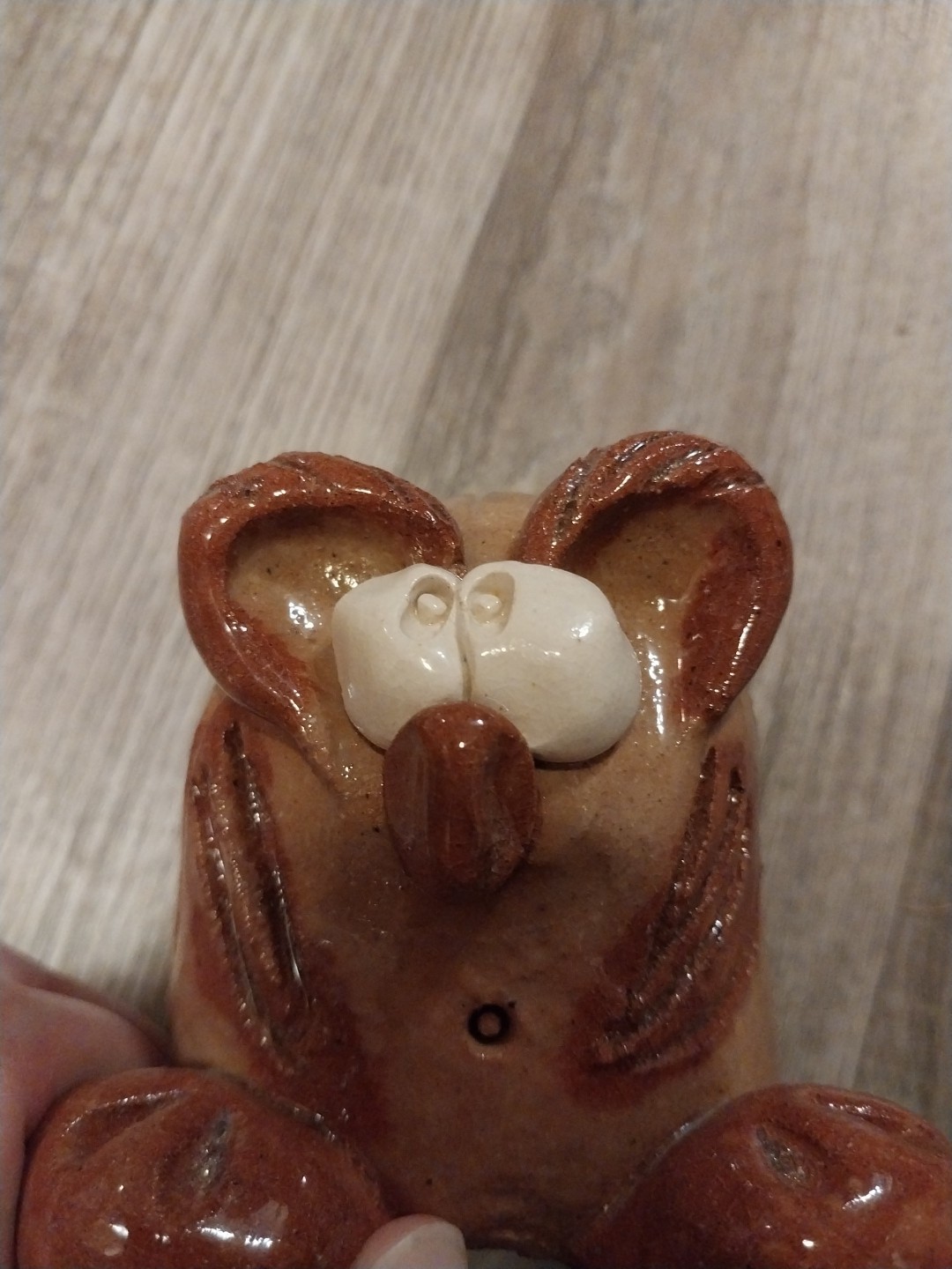 Nancy Hicks Signed Pottery Handmade Whimsical Critter Owl Bird Clay Figure 3”