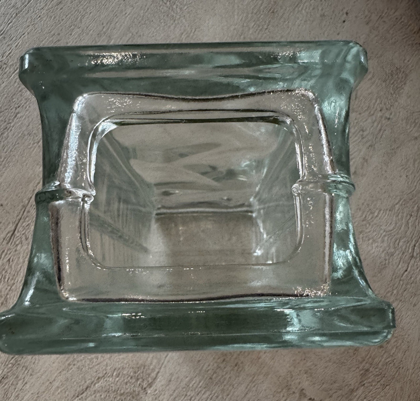 Vintage MCM Glass Block Bowl/Vase Rectangular Made In Germany Vtg Clear