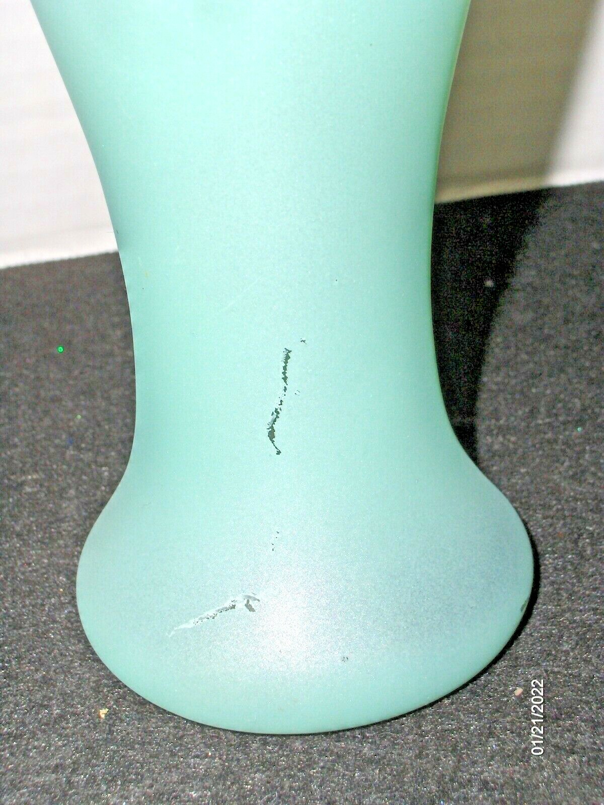 Vintage Green Glass Vase 8 3/4″ Tall