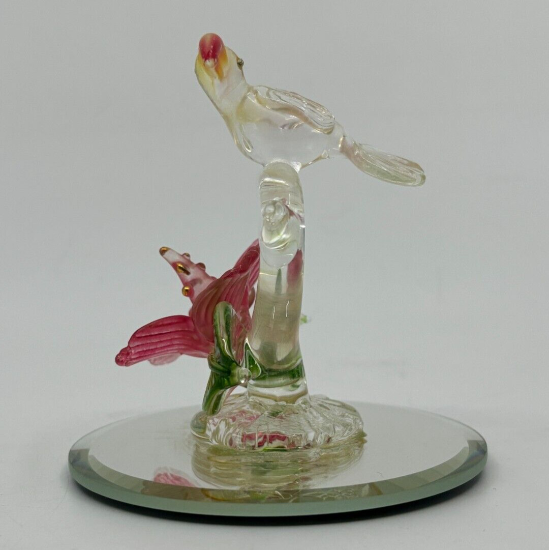 Lot of 3 Miniature Spun Glass Bird Animal Figurines Swans Toucan Doves