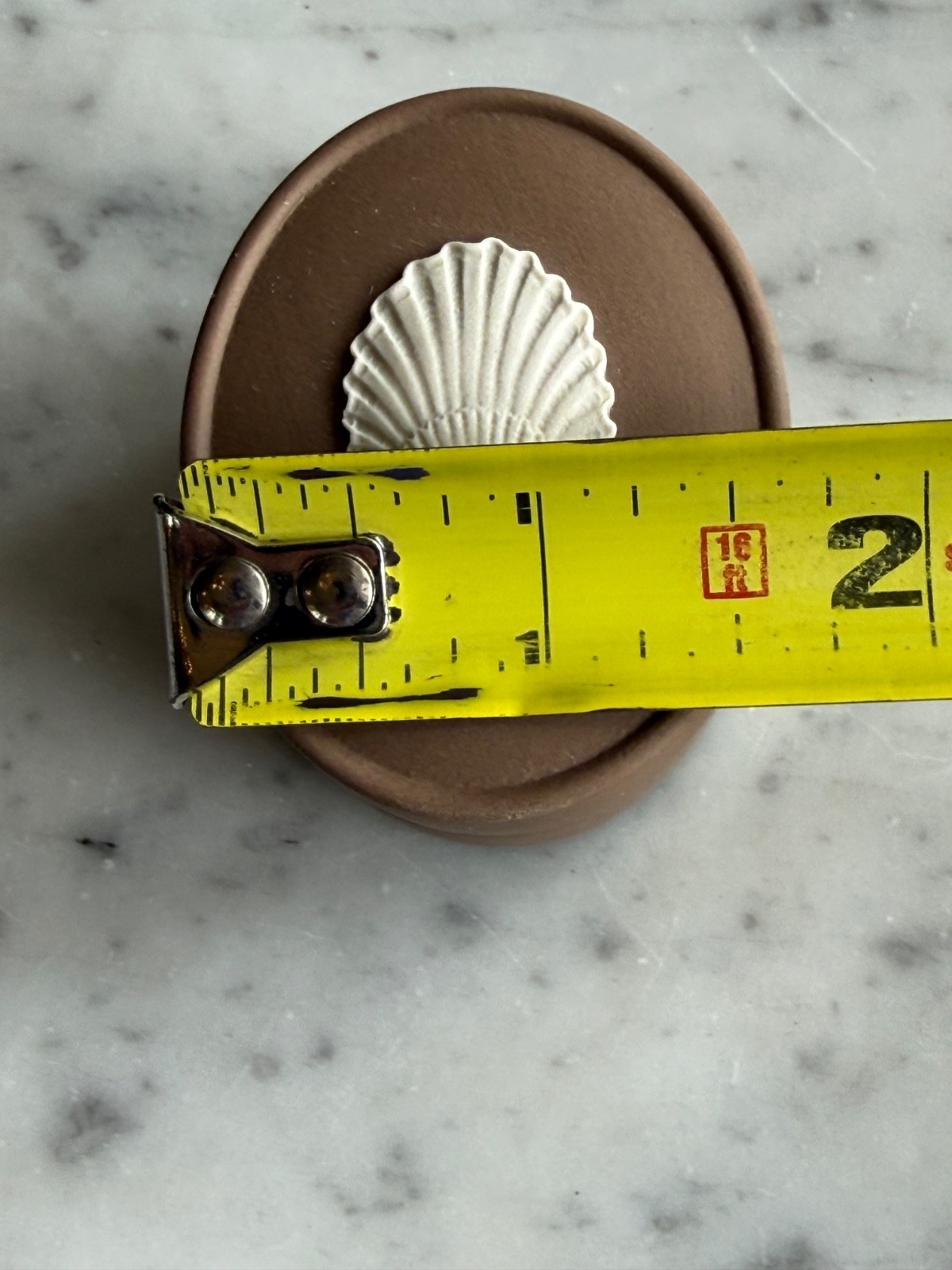 Wedgwood Brown Jasperware Small Oval Shaped Lidded Box With Shell