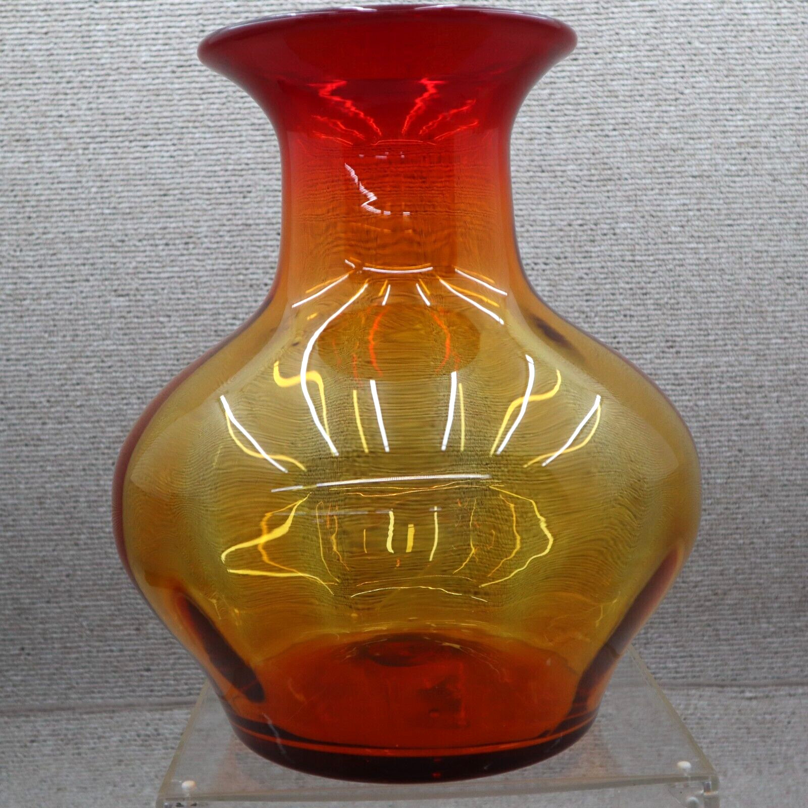 Blenko Large Vintage Piece 13 1/2 Inches Tall 12 Wide Tangerine Colored 6952