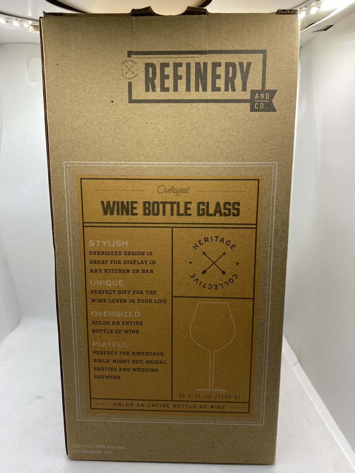 NIB REFINERY AND CO Oversized 39.2 OZ. WINE GLASS Holds A Entire Bottle of Wine