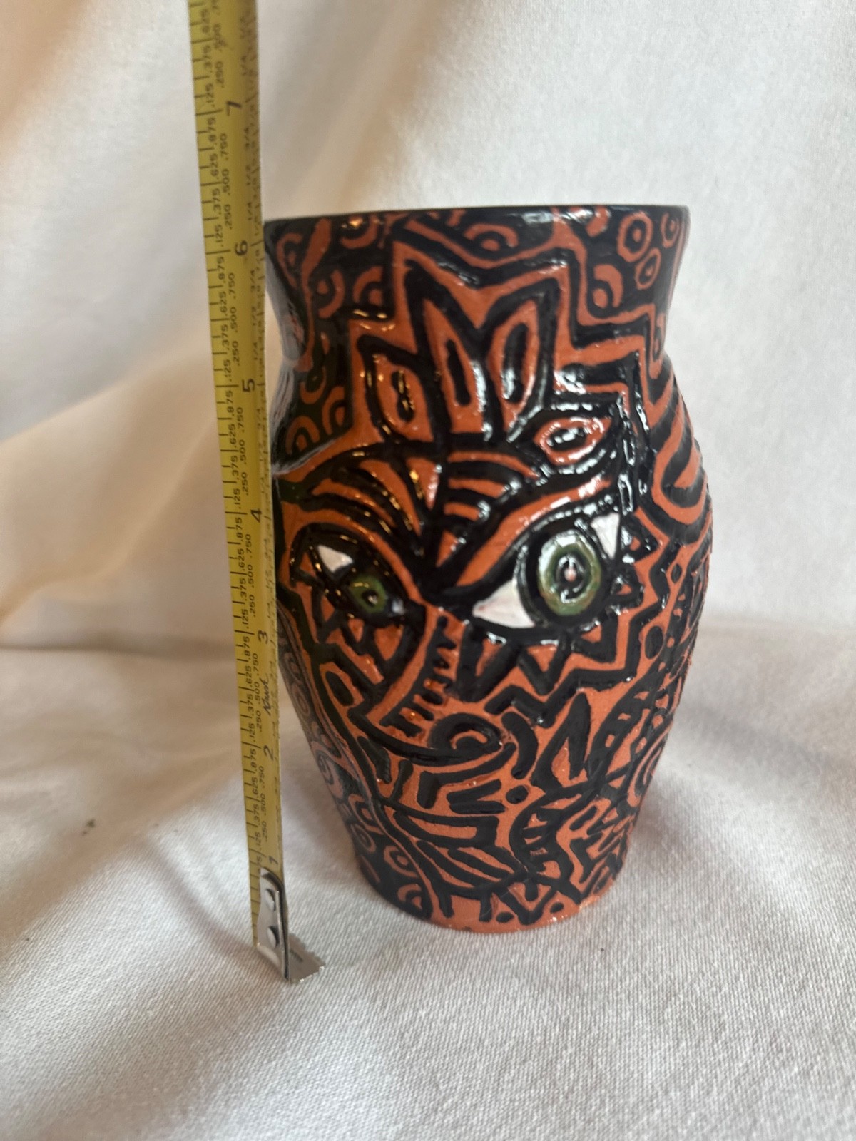 The Green-Eyed Monster – Handmade Ceramic Face Vessel, One of a Kind Art Pottery