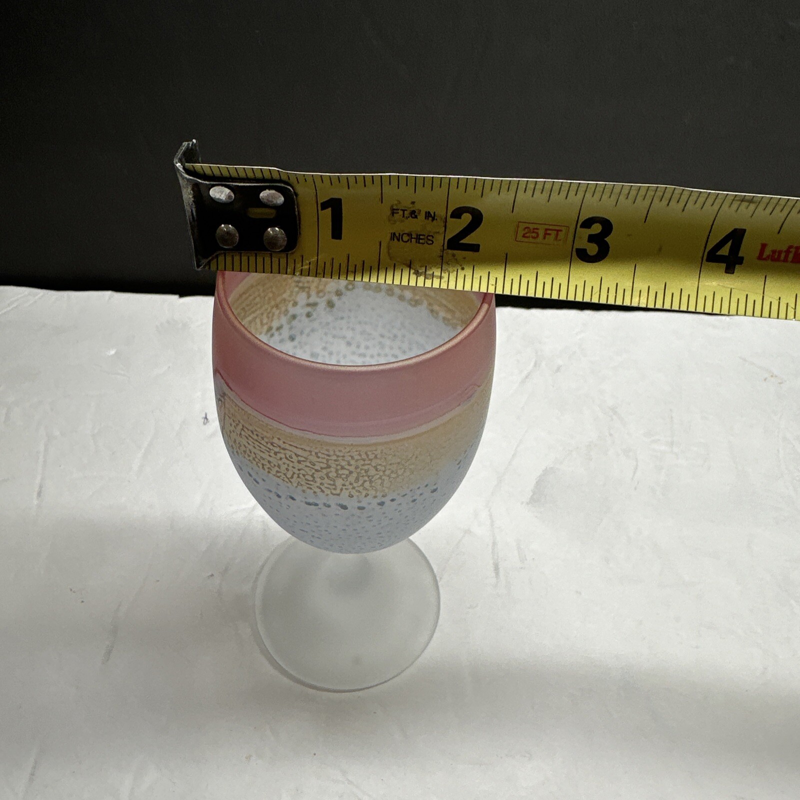 VTG-Nouveau Art Glass Rueven Hand Blown Pink Frosted Port 6oz Goblet-11 Availabl