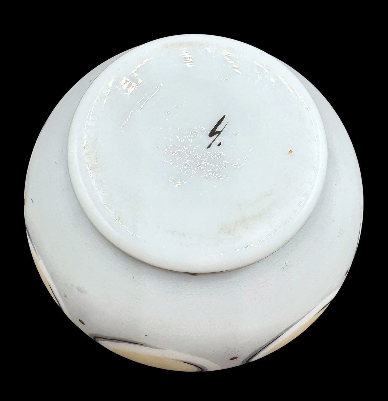 Antique Victorian Opaline Glass Vase Hand Painted Floral Gold Satin Yellow White