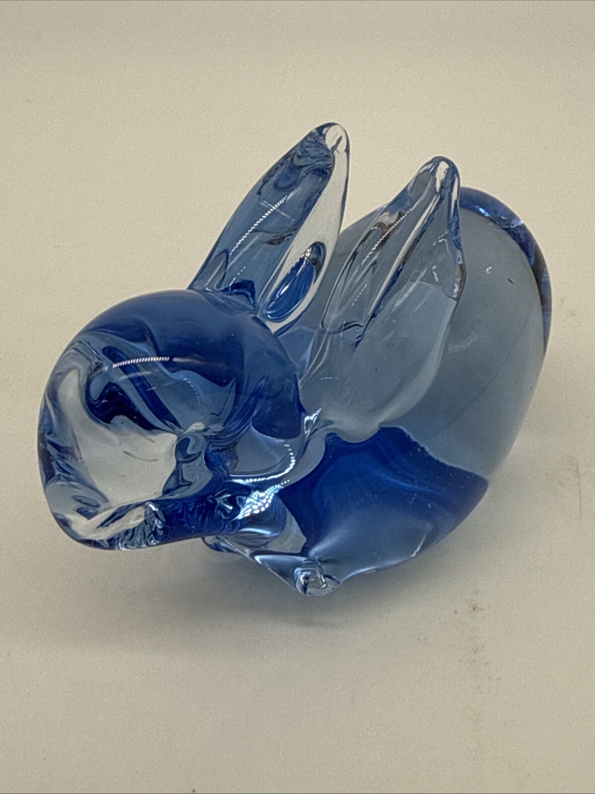 US Commemorative Fine Art Gallery COBALT BLUE Glass BUNNY 3” Paper Weight