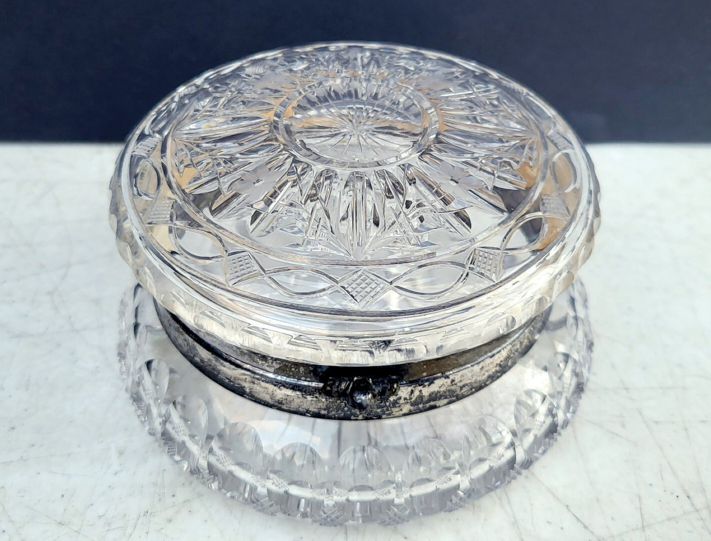 Pairpoint Cut Glass Hinged Box ABP American Brilliant Period Antique