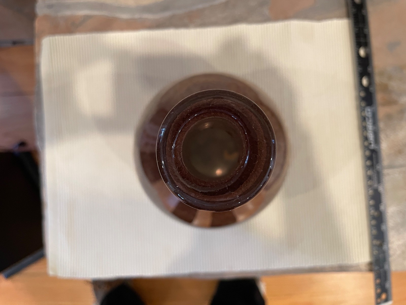 Slightly Used 13″ Murano Crackle Art Glass Hand Blown Glass Vase Brown Speckles