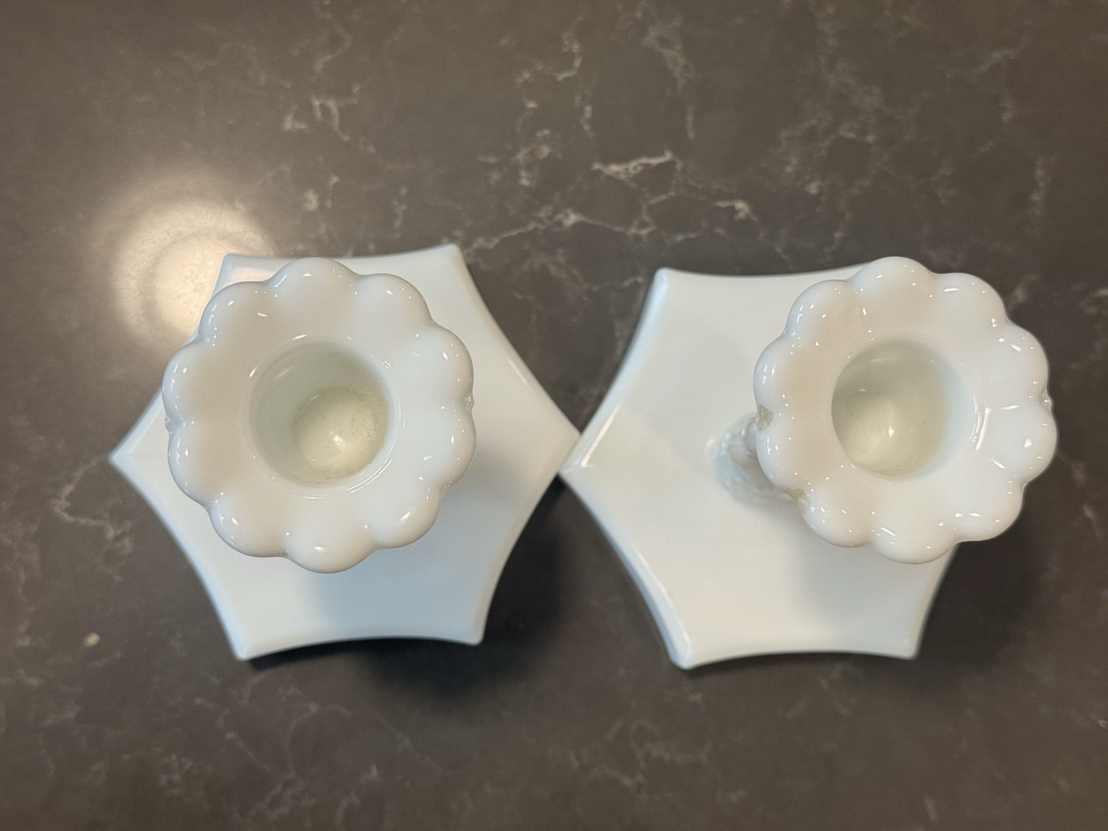 Westmoreland Glass DP 1 Series Dolphin 4″ Candlestick Pair in Milk Glass Custard