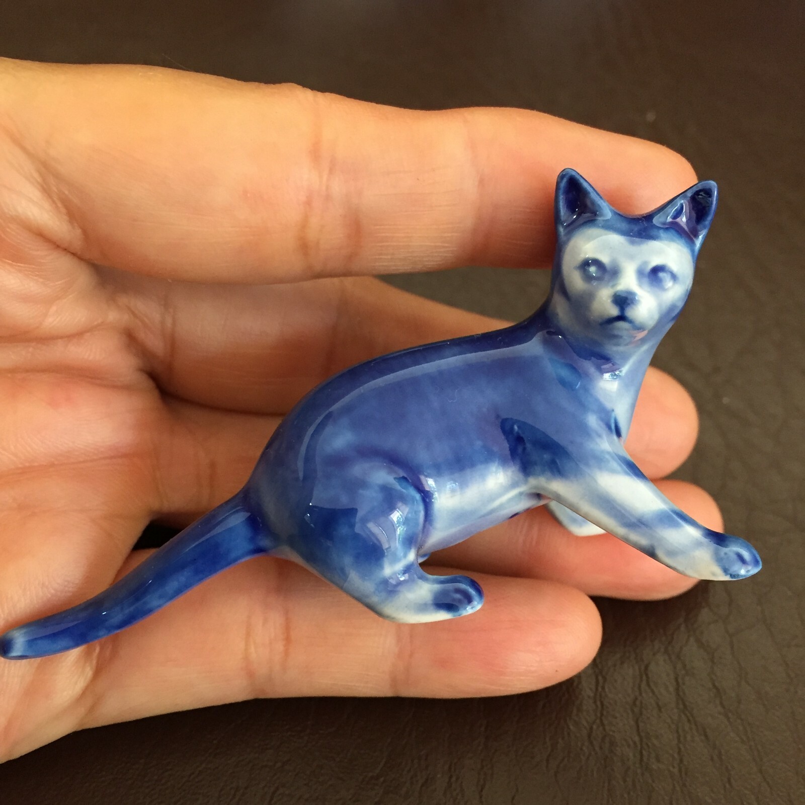 persian cat delft blue ceramic porcelain 1pc miniature other variation figurine