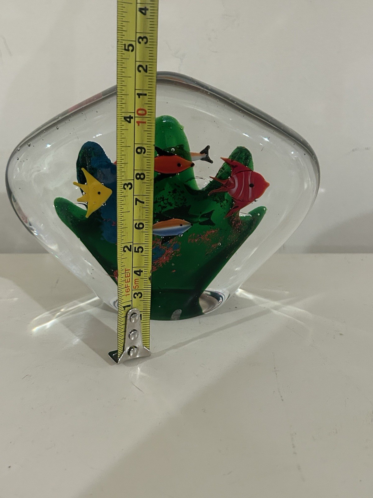 Vtg. Coral Reef Aquarium Paperweight Art Glass Sculpture 4”