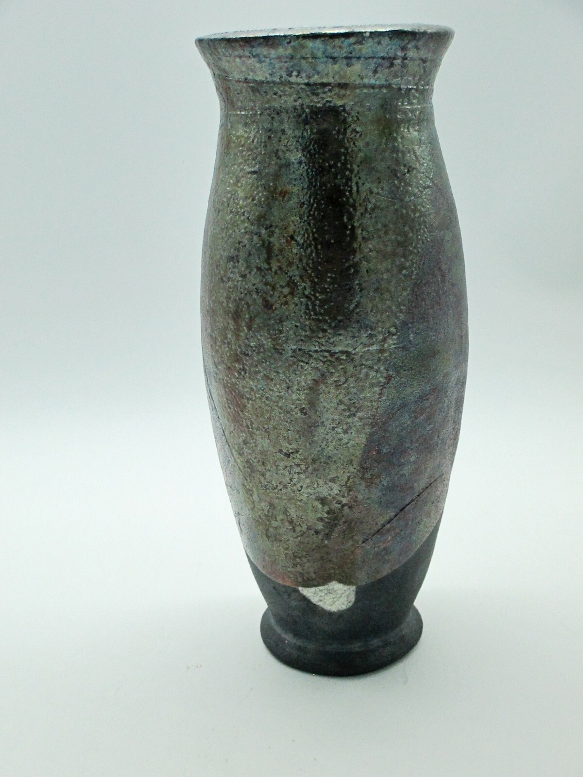 Raku Pottery Vase-Hand Painted, Artist Signed