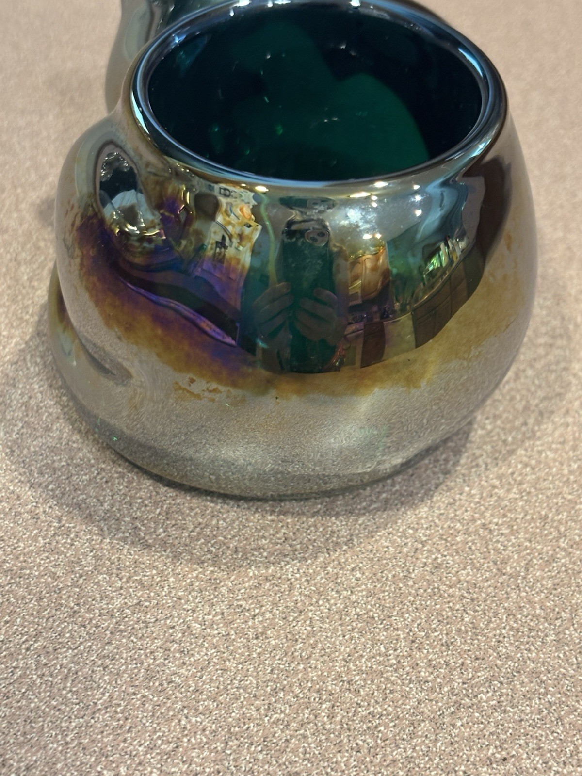 Rare Carnival GlassSleeping Cat Votive Indiana Glass Candle Holder Paperweight