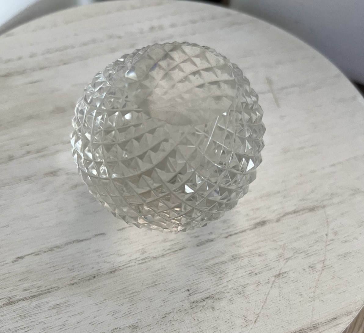 Vintage Cut Crystal Ball Sphere Clear Round Ball Paperweight 3”