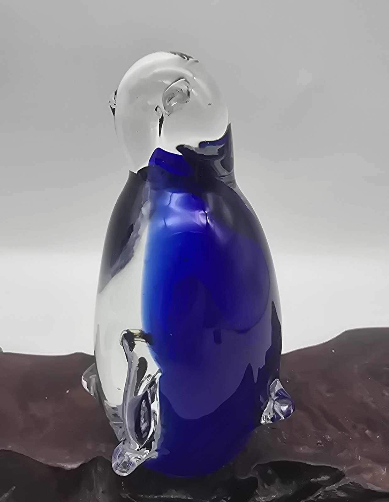 Vintage Murano Style Cobalt Blue Art Glass Penguin Figurine Paperweight 5″
