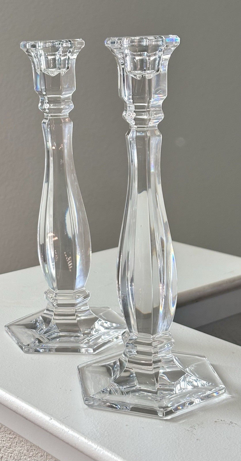 Tiffany & Co. Richmond Crystal Candlestick Holders Set of 2 Pair 9.25”