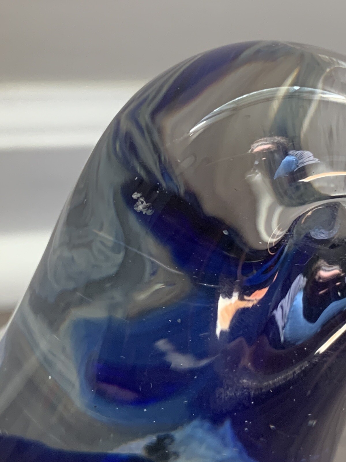 Murano Style Cobalt Art Glass Mother PENGUIN w/ Babies Figurine Paperweight 8”