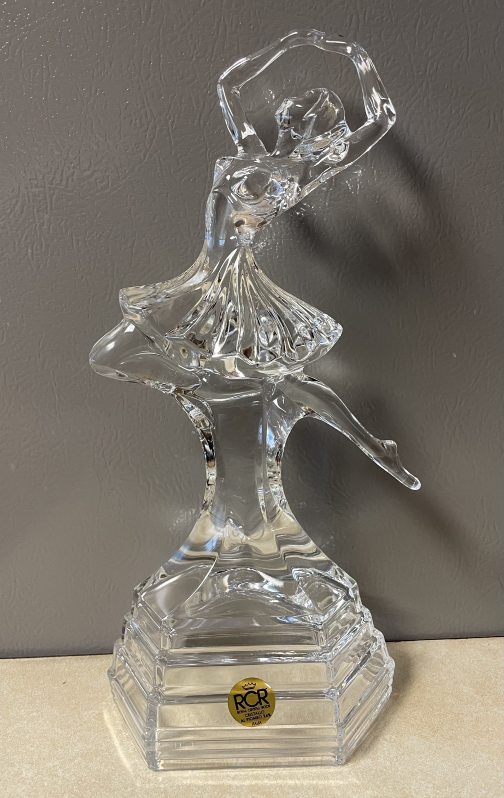 RCR Royal Crystal Rock 24% Lead Crystal Ballerina Figurine Trophy Base – Italy
