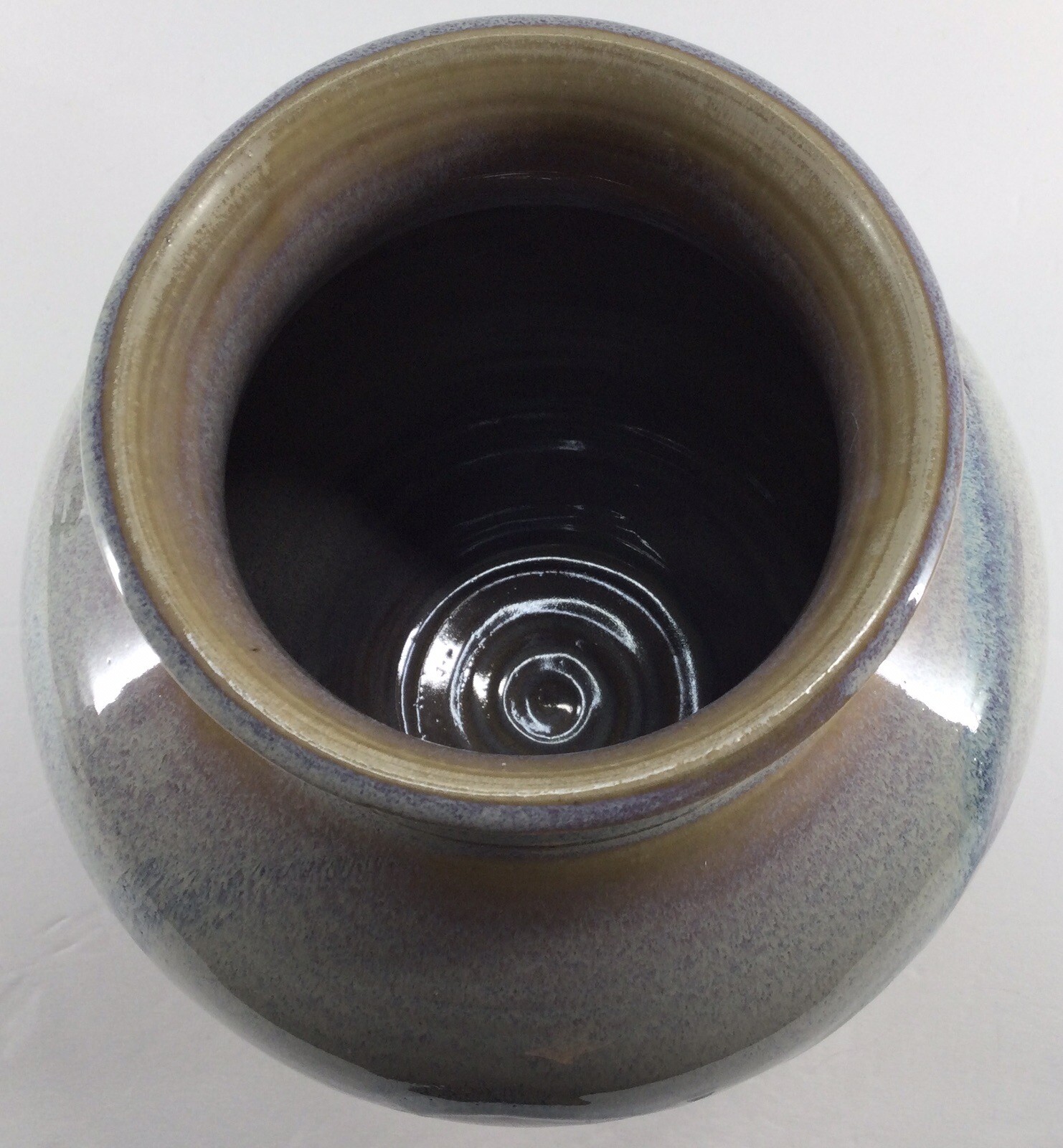 Art Pottery Vase Signed Large 9.25” Drip Glaze Earth Tones