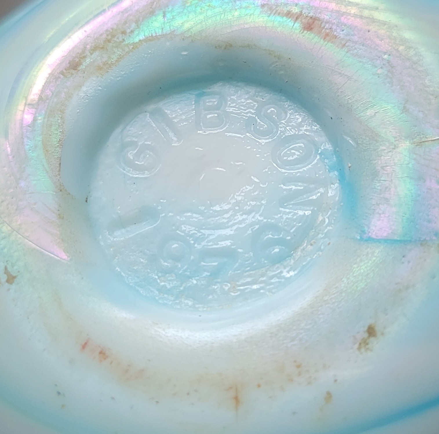 Gibson Art Glass Blue Swirl Iridescent Apple Paperweight Vintage