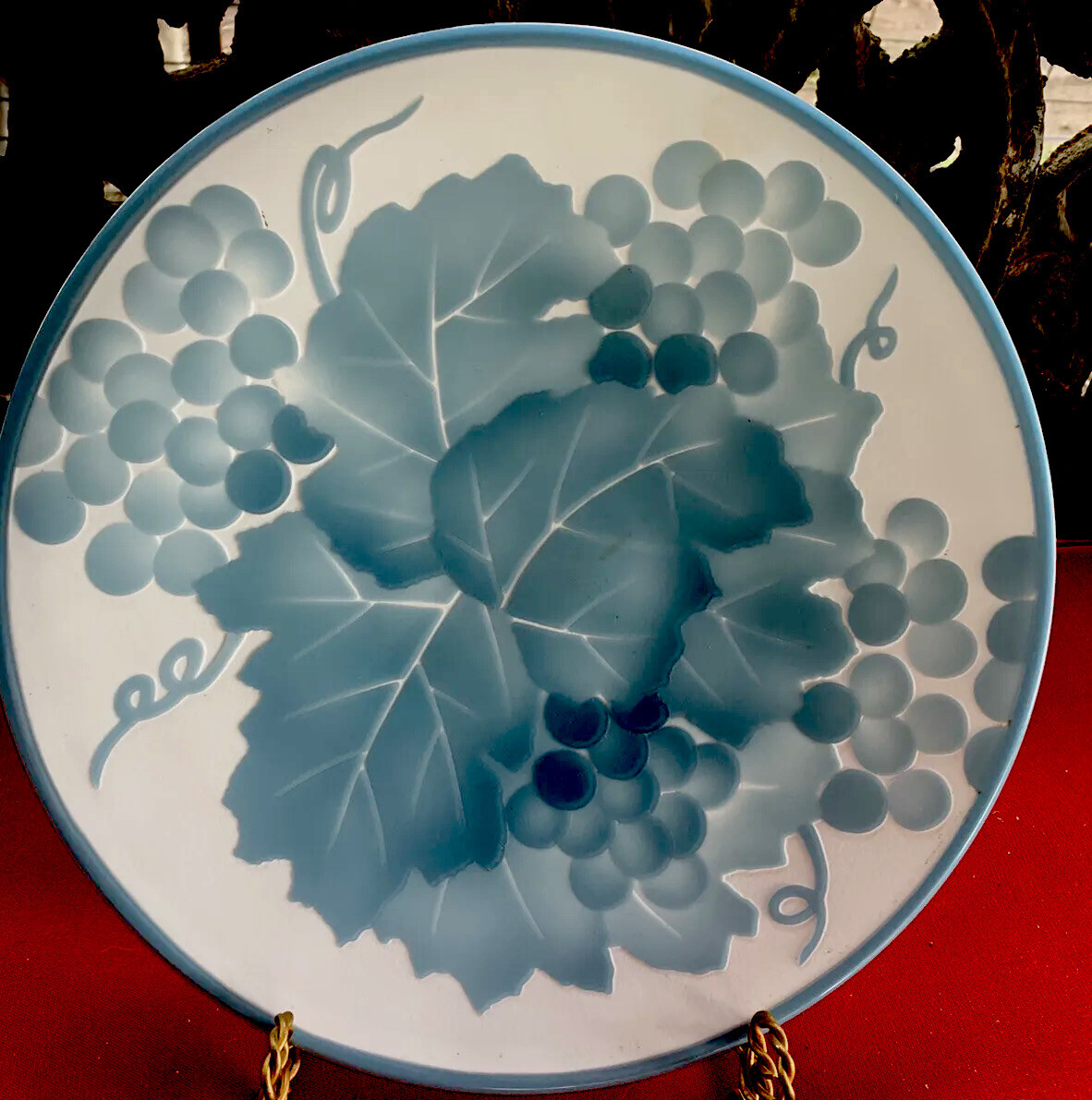 Antique Steuben Acid & Wheel-Cut Engraved Cameo Carved Glass Charger, C. 1920.
