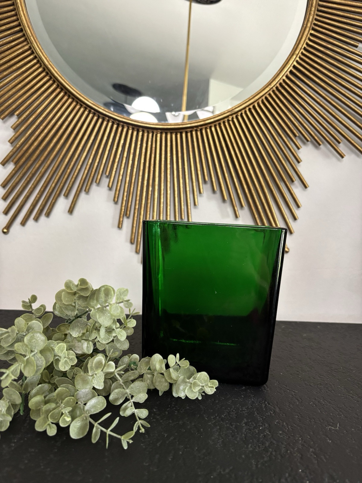 Emerald Green Napco Mid Century Modern Art Glass Vase 6 1/2 Inches Tall
