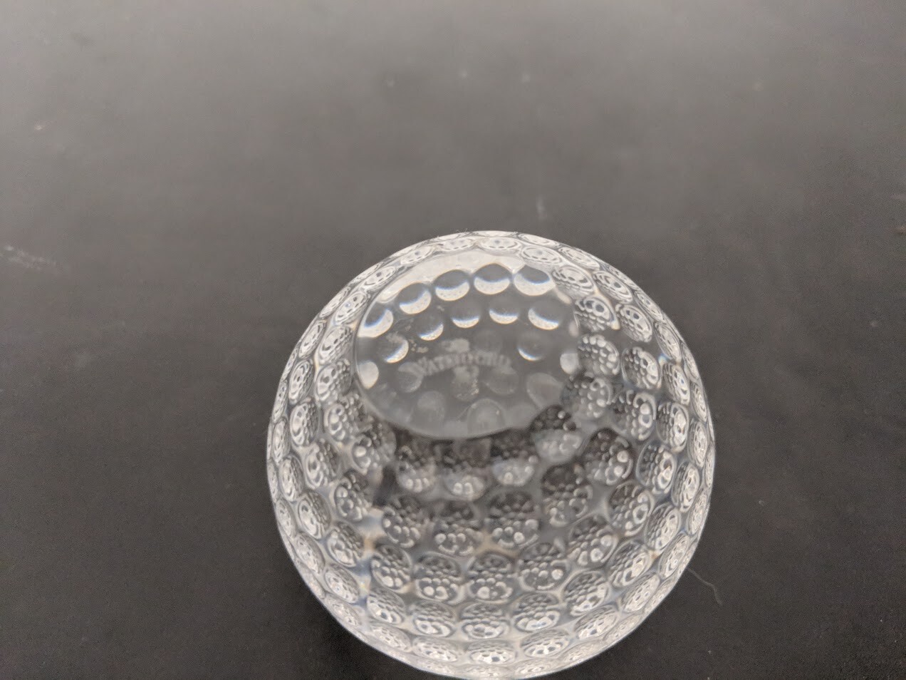 Stamped Authentic Waterford Crystal 12oz Golfball Trophy Desk Paper Weight