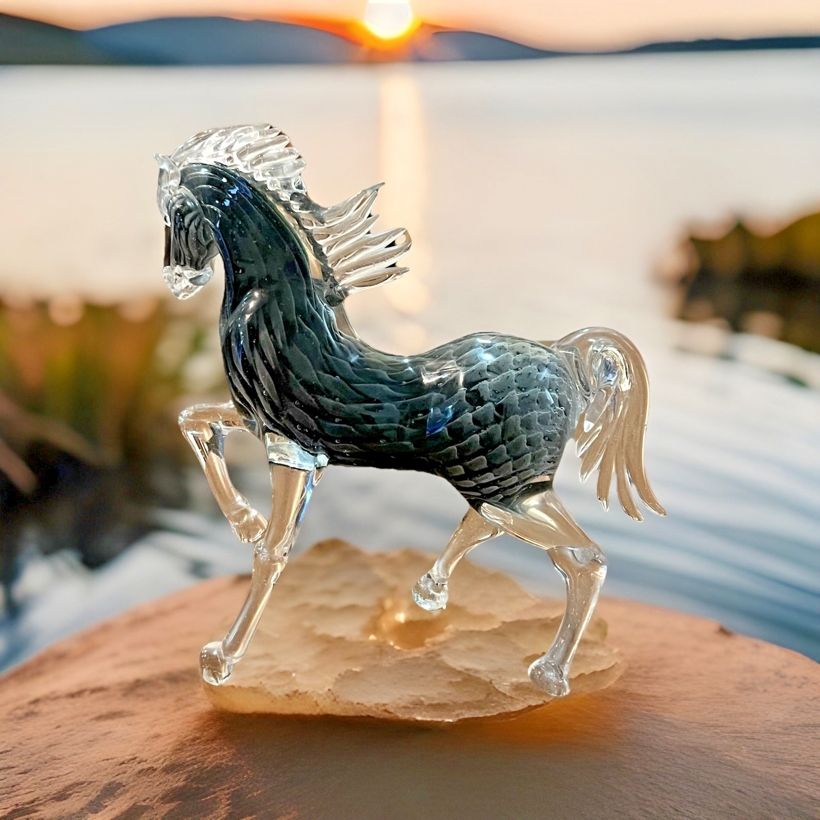 Vintage Murano Glass Prancing Horse 9.5 inch tall has damage see photos