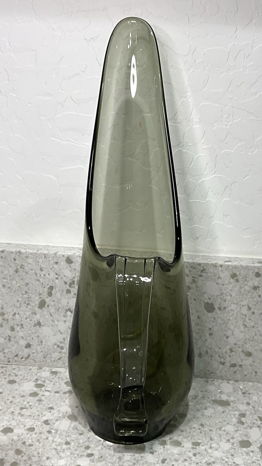 Vtg 14” Viking Smoke Gray Swung Vase Pitcher Mcm Mid Century Glass Art Black