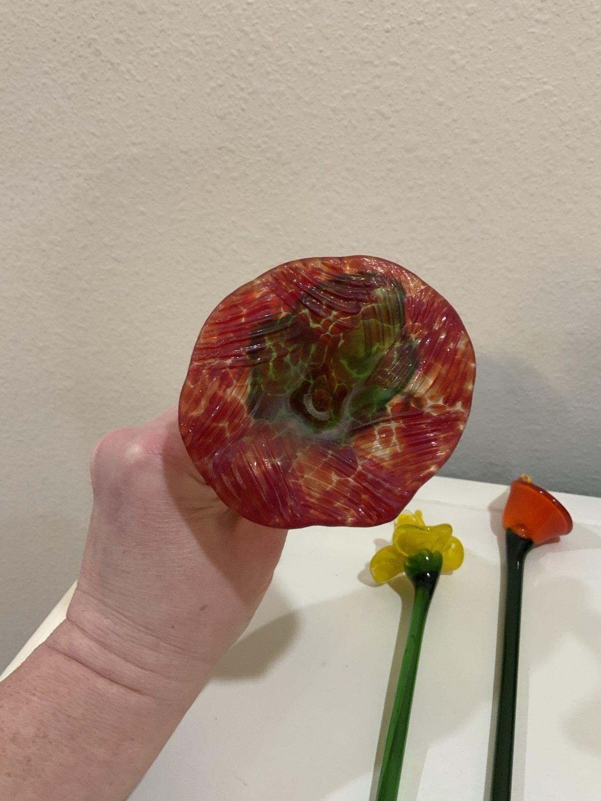 Vtg Czech Hand Blown Art Glass Murano Daffodil Calla Lily Anthurium Flower Lot