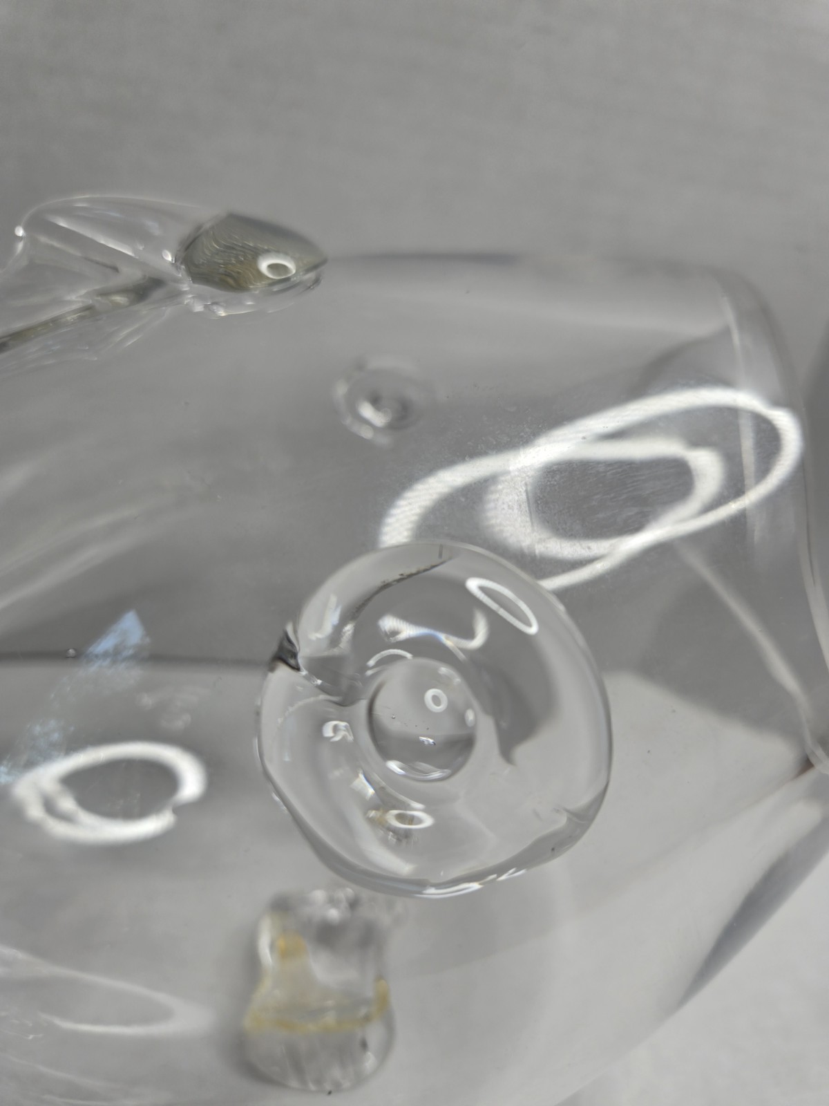 Glass Hand Blown Clear Gold Fish Vase Bowl Terrarium MCM