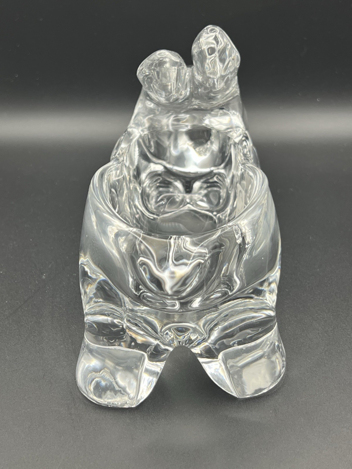 Sasaki Large Clear Crystal Bunny Rabbit Candy Trinket Dish Paperweight 7.5”