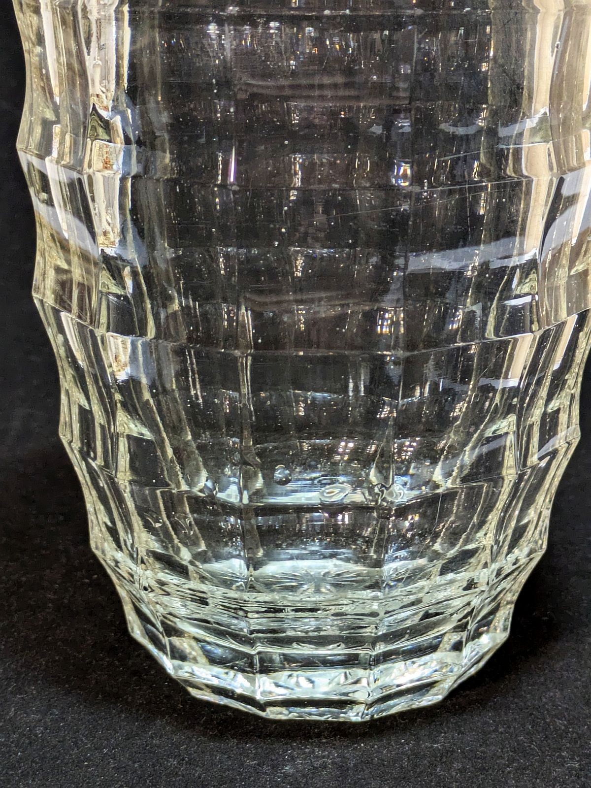 25 cm Bohemian / Austrian Clear Faceted Glass Vase — Josef Hoffmann