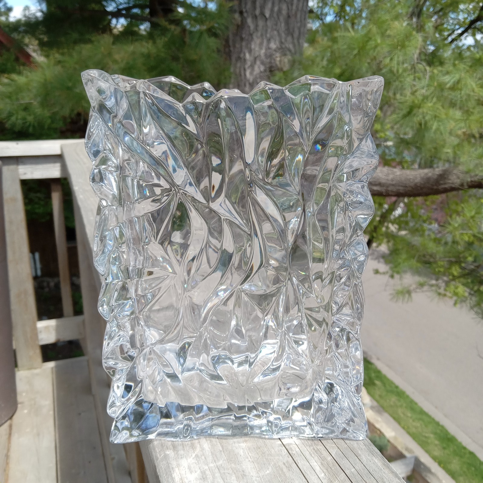 Rosenthal Studio Linie Crystal Paper Bag Vase 8.5″ Germany Art Glass 8 LBS
