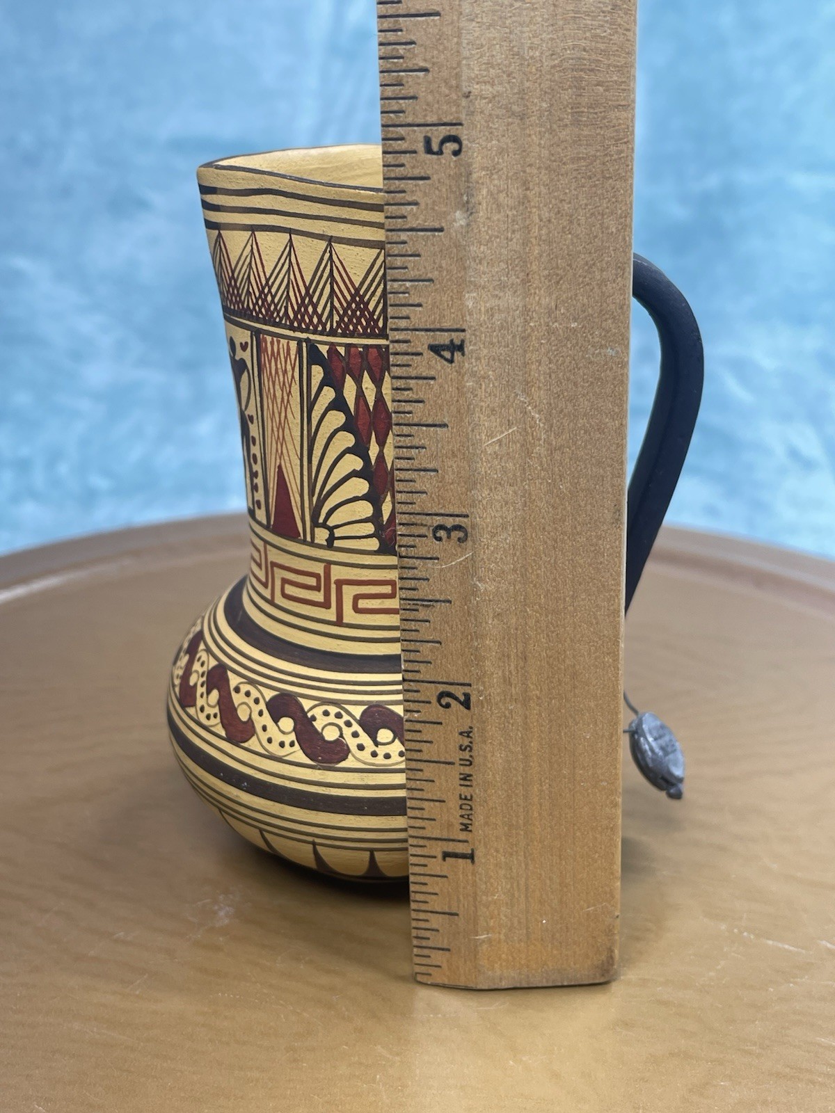 Vintage Attic Geometric Pottery Pitcher Jug Museum Replica Exact Copy