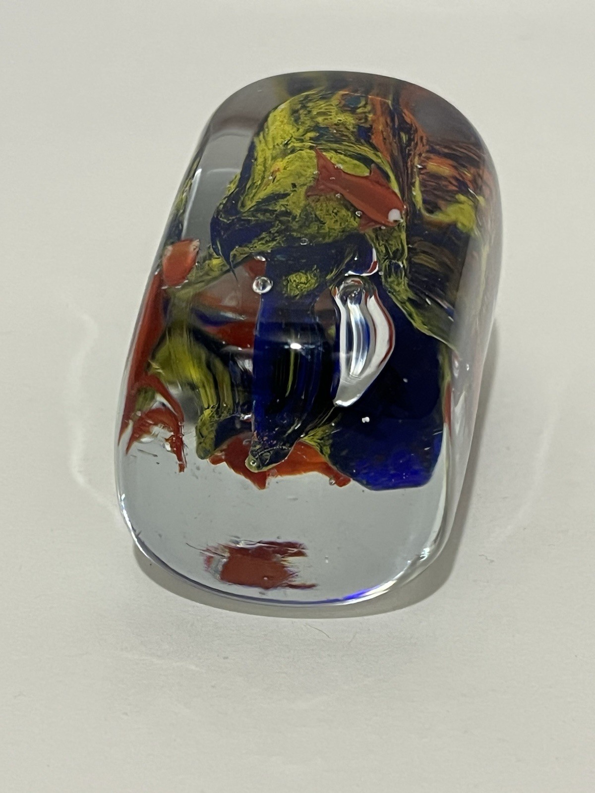 VTG Murano Style Small Art Glass Fish & Underwater Aquarium Paperweight 3”