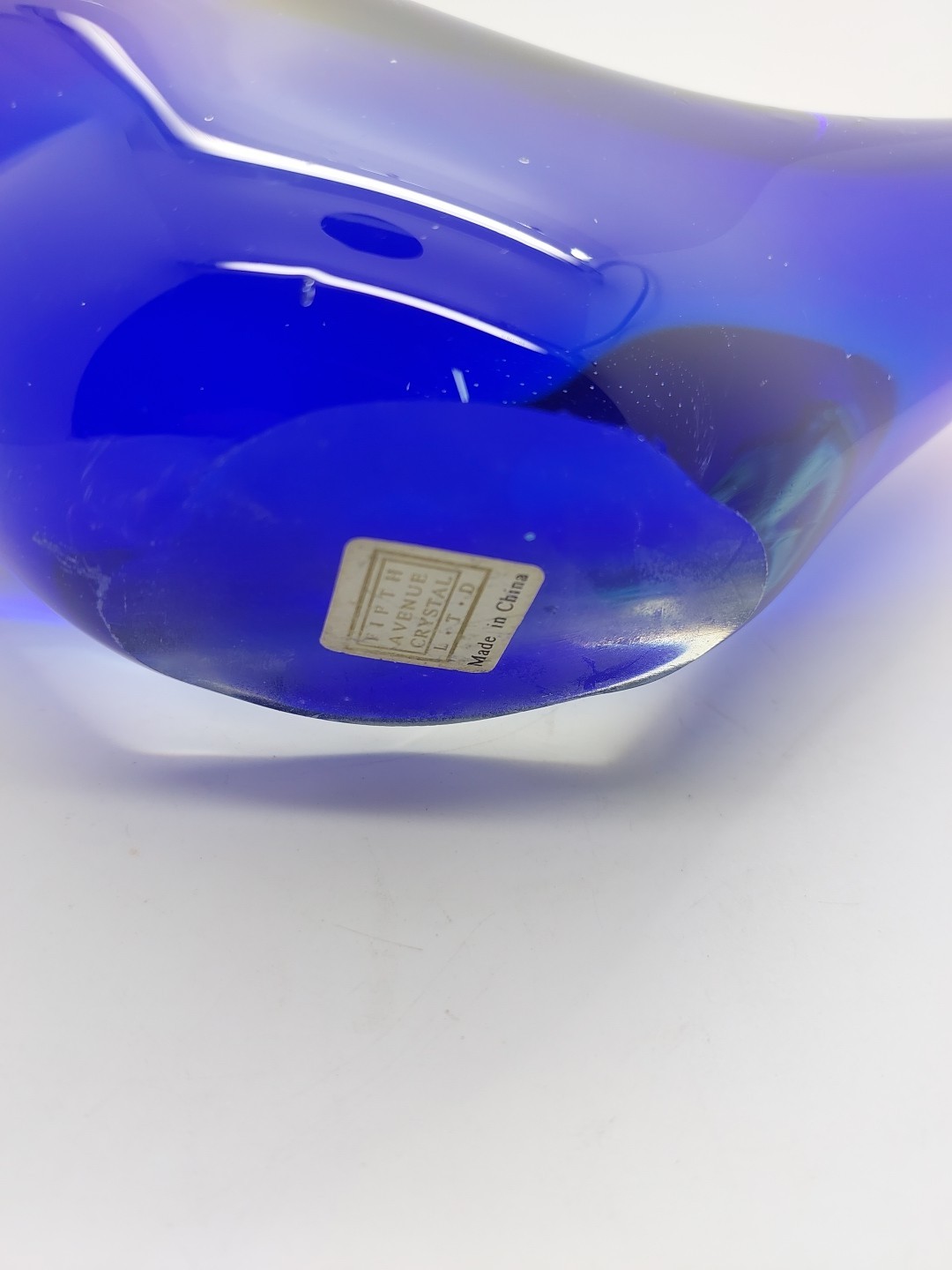 Vintage Fifth Avenue Crystal LTD. Cobalt Blue Art Glass Whale Sculpture