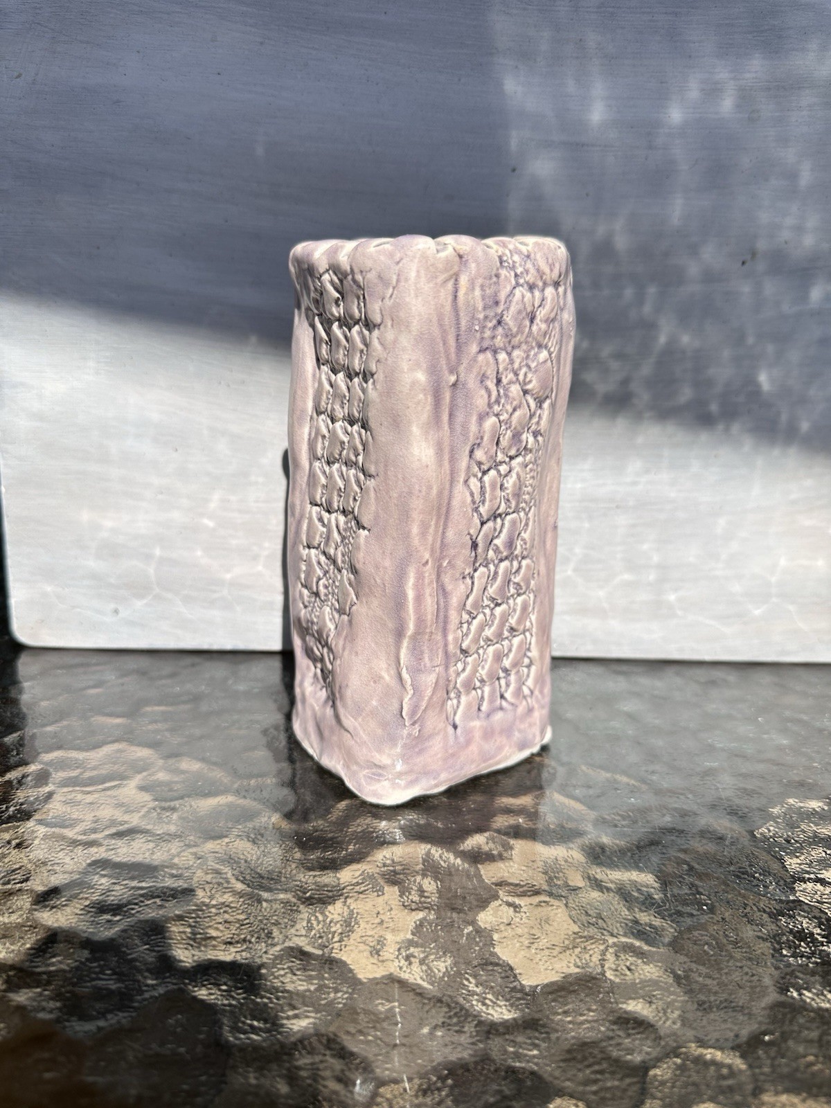 Unique Vintage Studio Artisan Vase Square Pink 6.5 inches tall