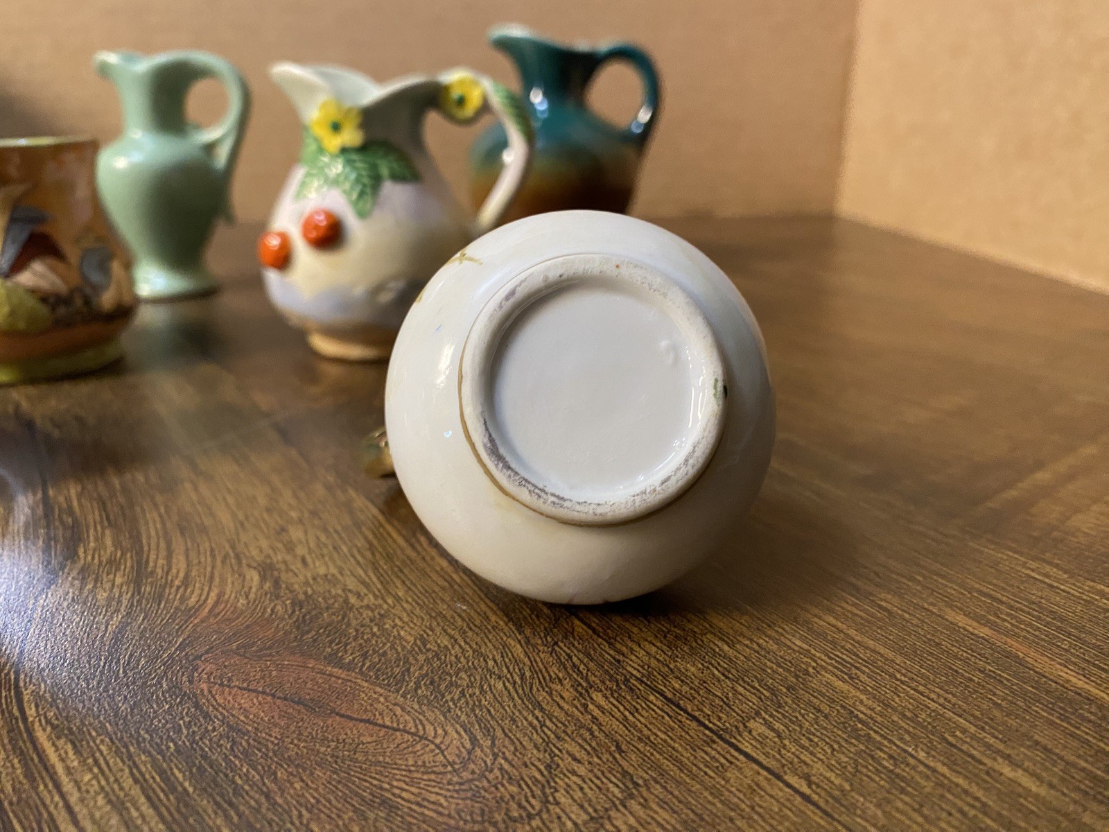 Vintage Lot of 8 Mini Small MCM Pottery Pitchers Ewers Vases Creamers 3.5”-1.5”