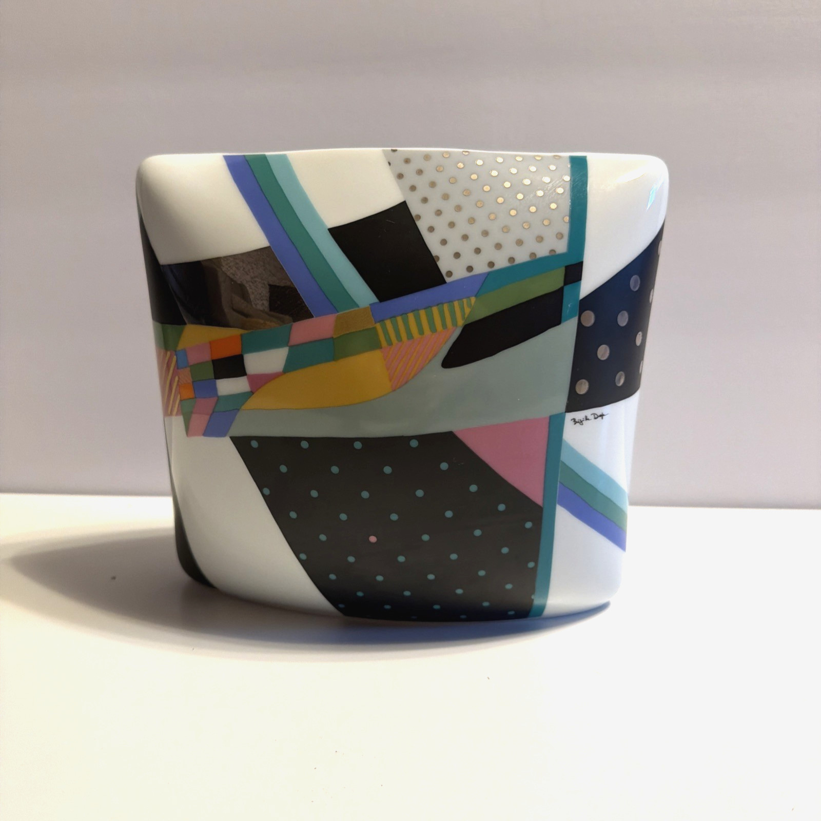 Rosenthal Germany Raymond Waites Memphis Style Geometric Art Deco Vase 7 Inch