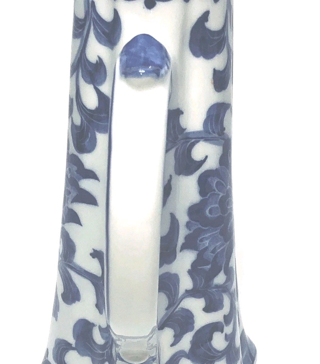Andrea by Sadek Blue White Delft Willow Style Pitcher Flower Vase 8.5″ High