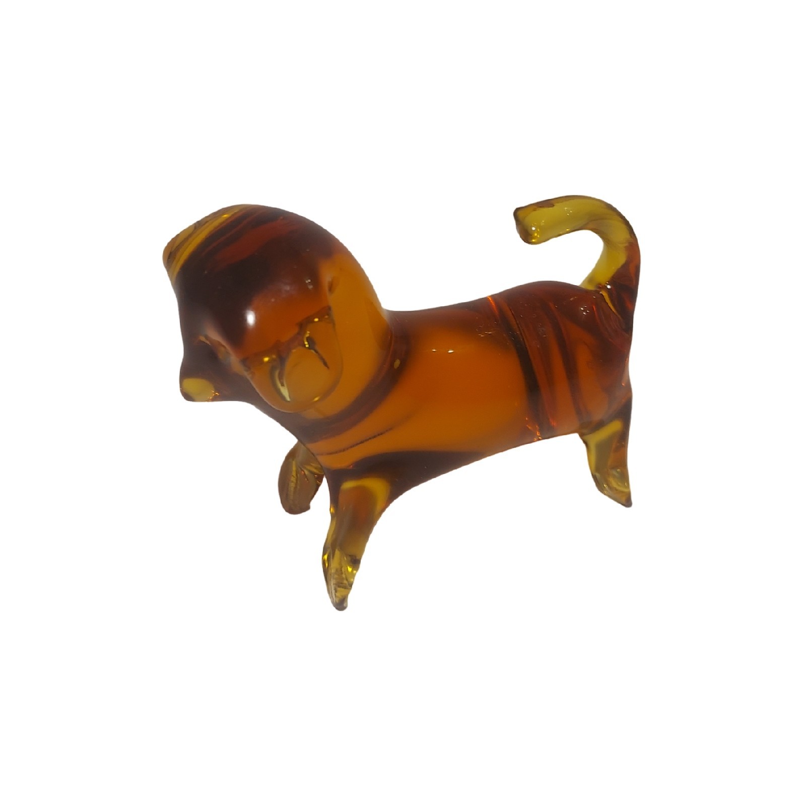 Vintage Amber Art Glass Dog Figurine – 3 3/4″ x 3 1/8″