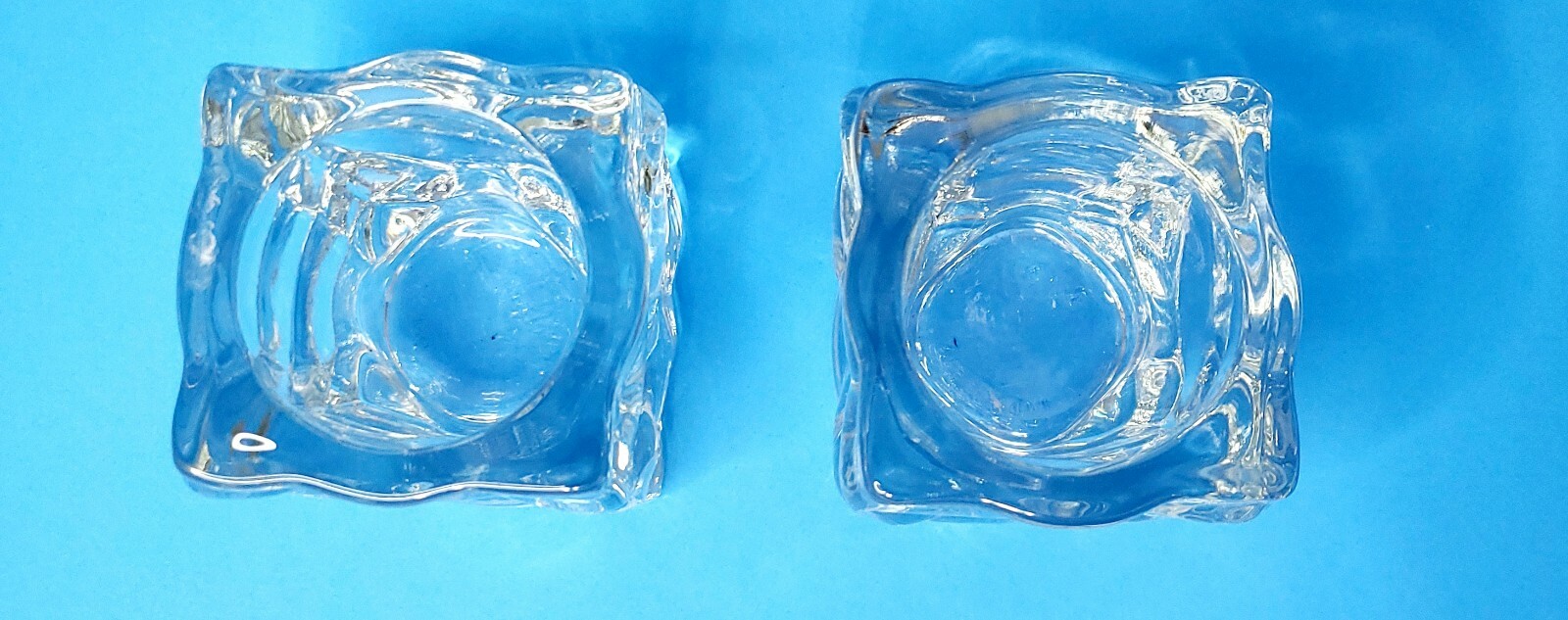 KIG Indonesia Heavy Ice Cube Square Crystal Votive Candle Holders Set of 2