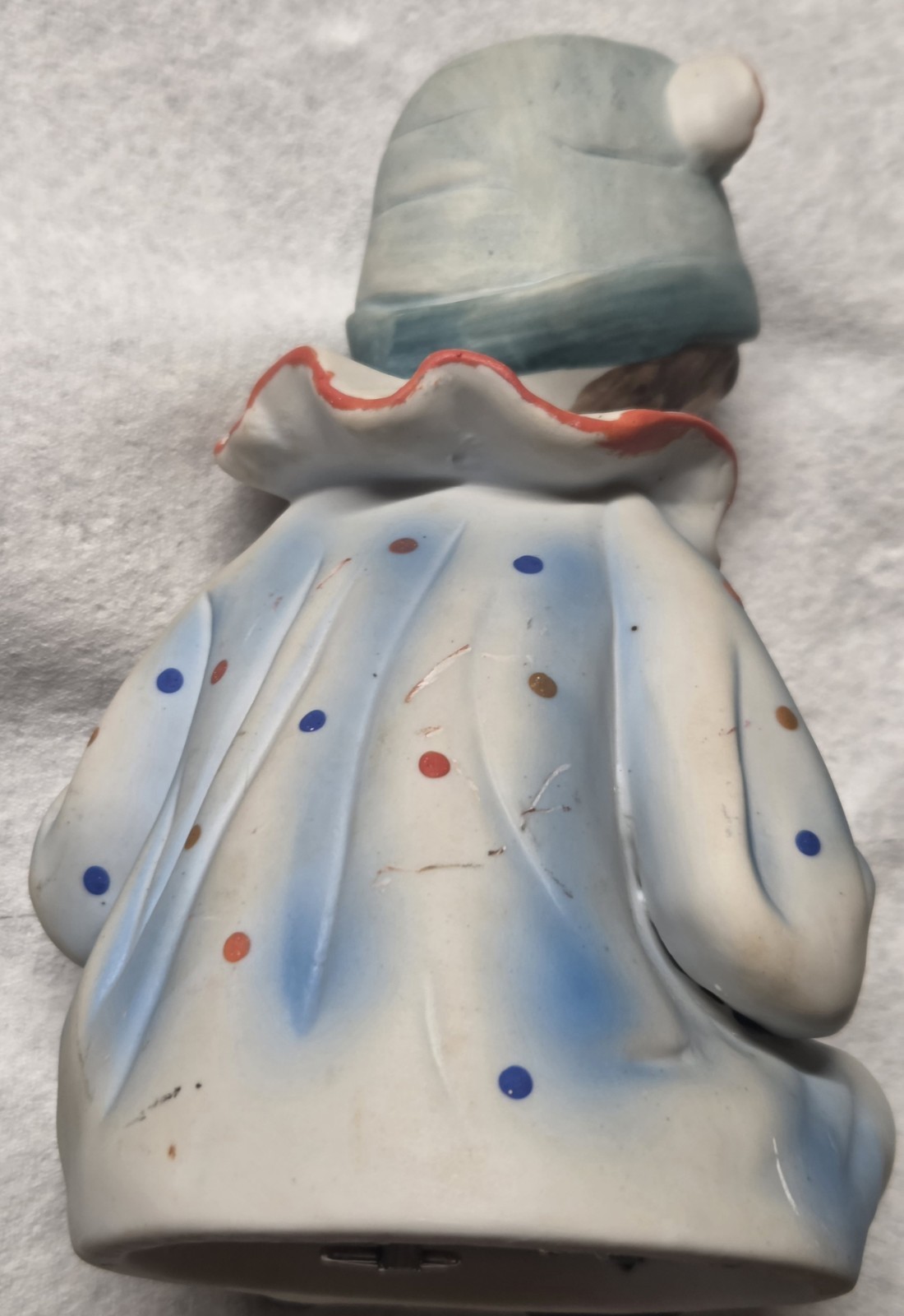 Vintage Lenwile China-Ardalt Japan Bisque Porcelain Sitting Clown Figurine Music