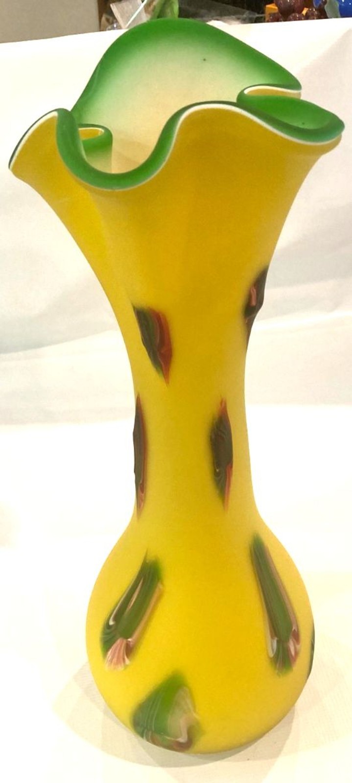 Mid-Century Modern Hand-Blown Art Cased Glass Vase 18” High Made in Egypt