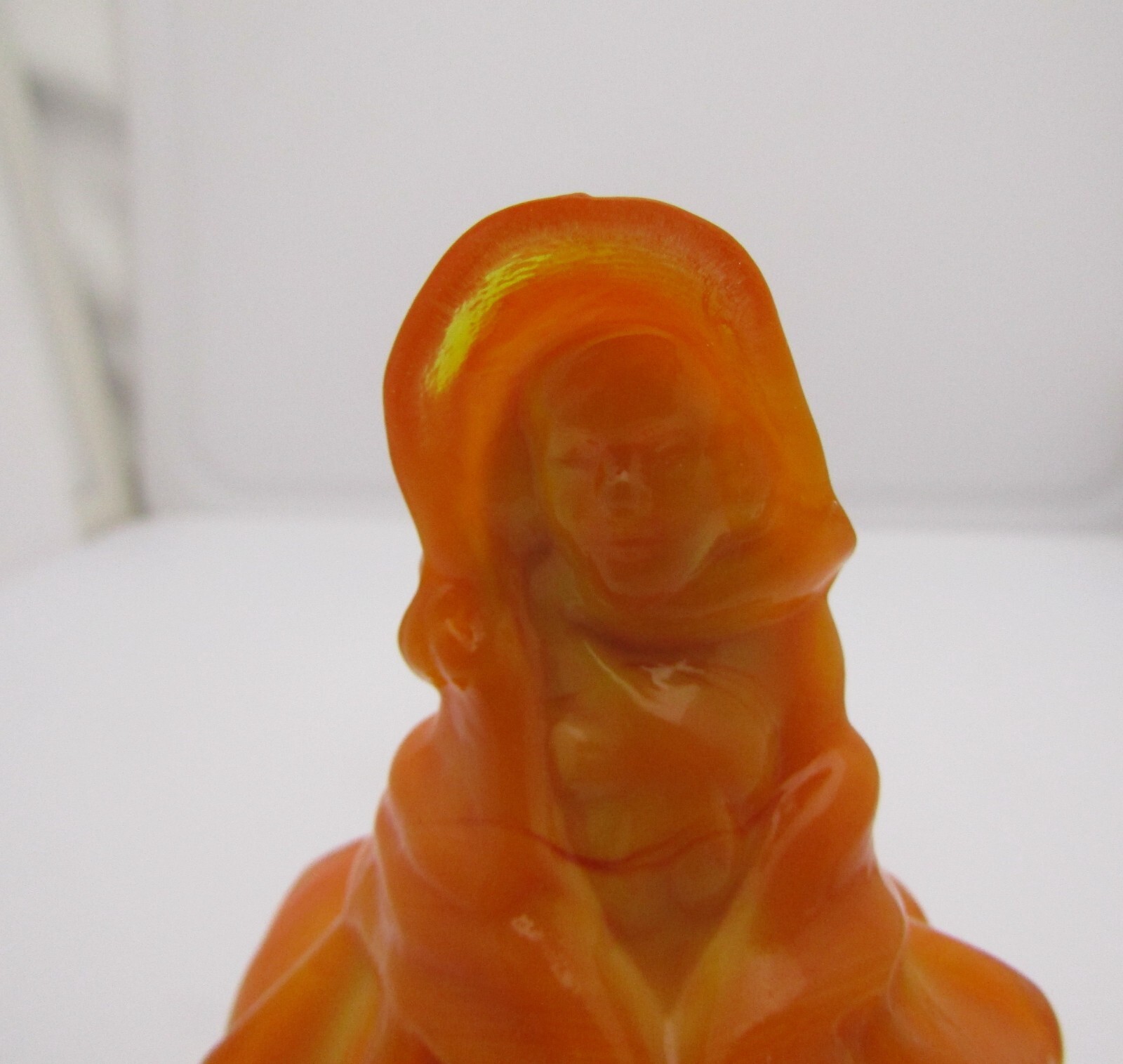 Boyd Art Glass 1978-1983 Persimmon Orange Slag Louise Doll Vintage Figurine Glow