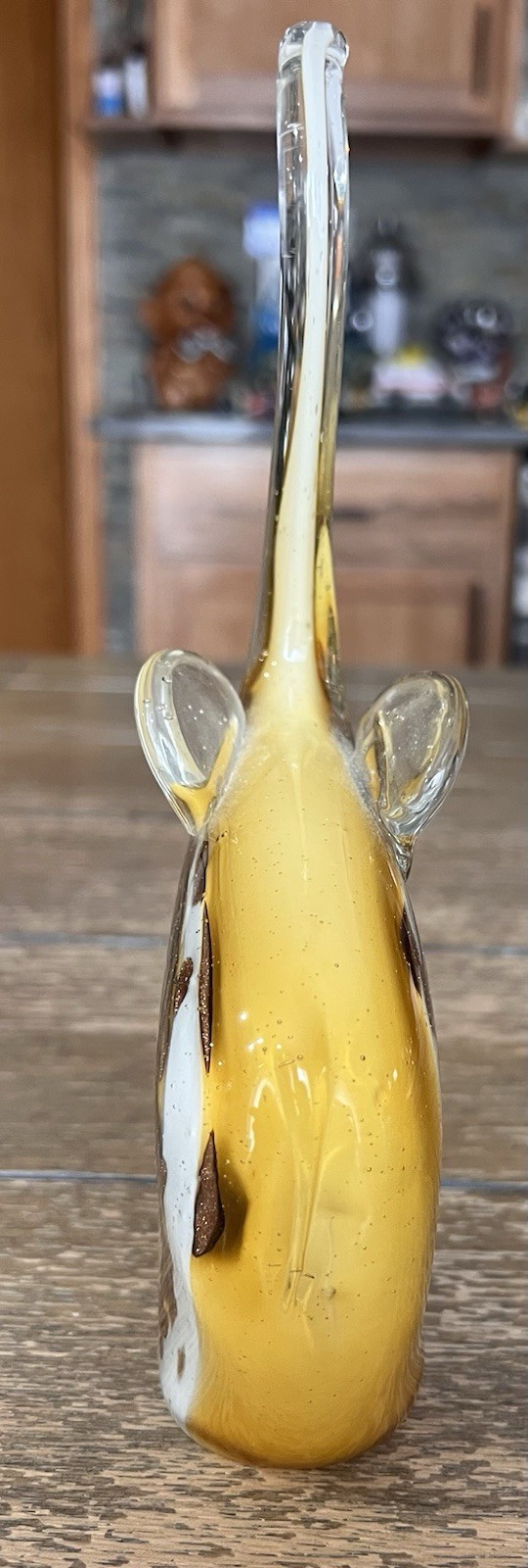 Vintage Art Glass Elephant Sculpture Brown Swirl Figurine 8.5 Inches Tall