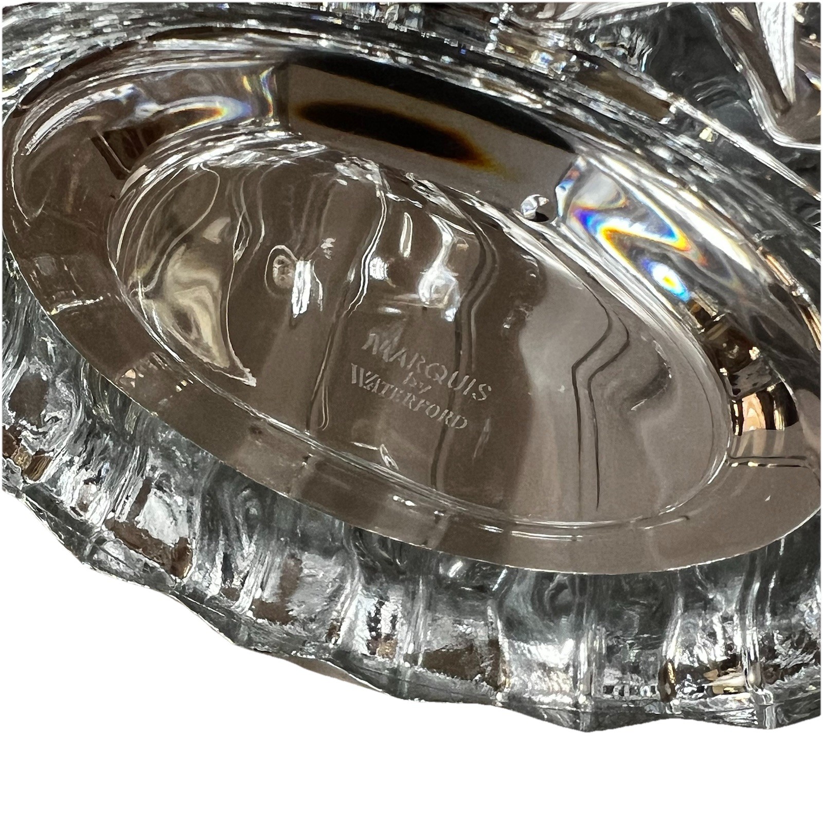 Marquis by Waterford Crystal Vase Oval Wavy Ribbed Ripple Heavy 9” Tall Flower