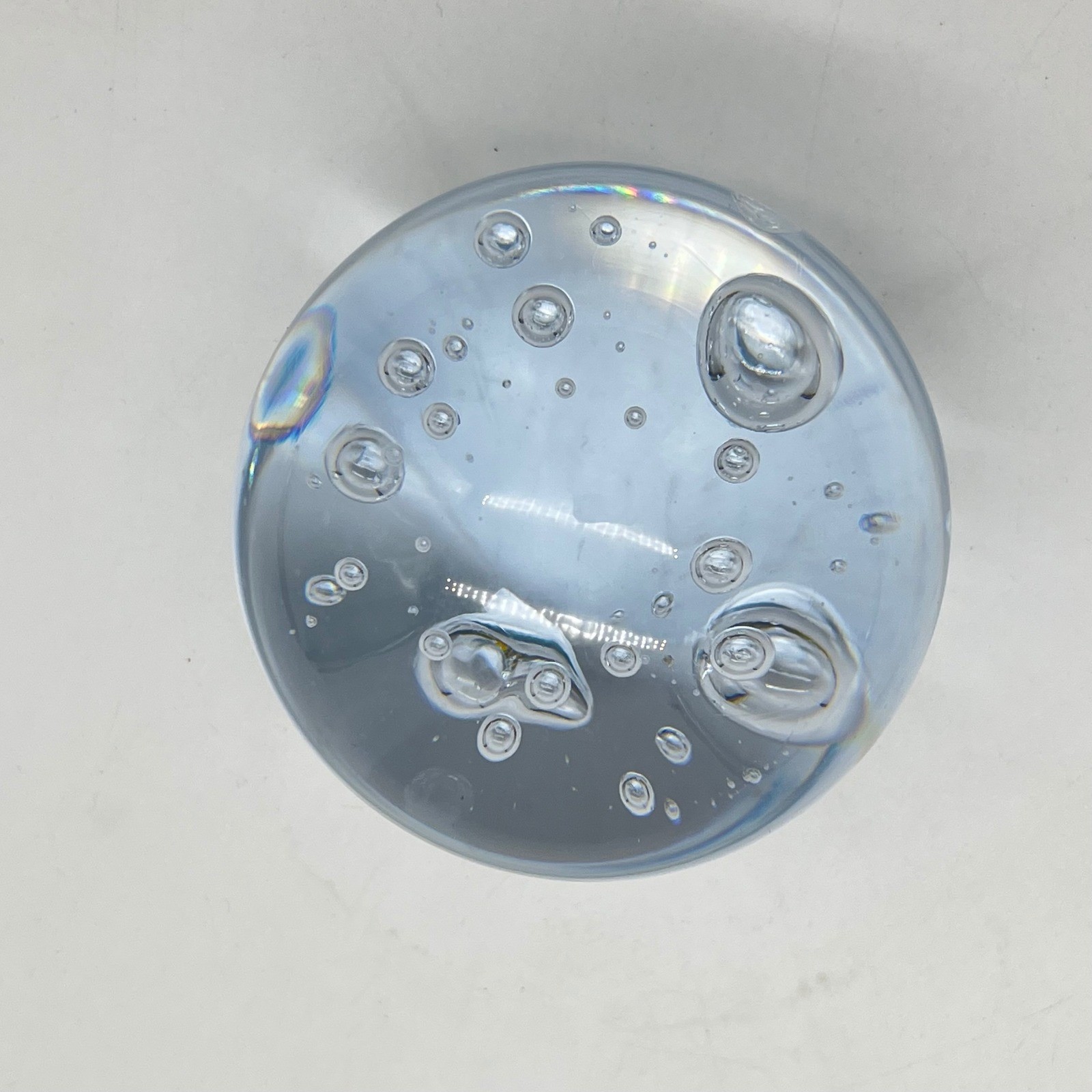 Vintage Clear Controlled Bubble Art Glass Paperweight 3 Inch Spherical Orb